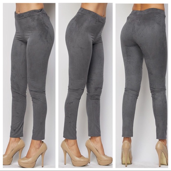 HILLARY-Faux Suede Leggings - Picture 2 of 5